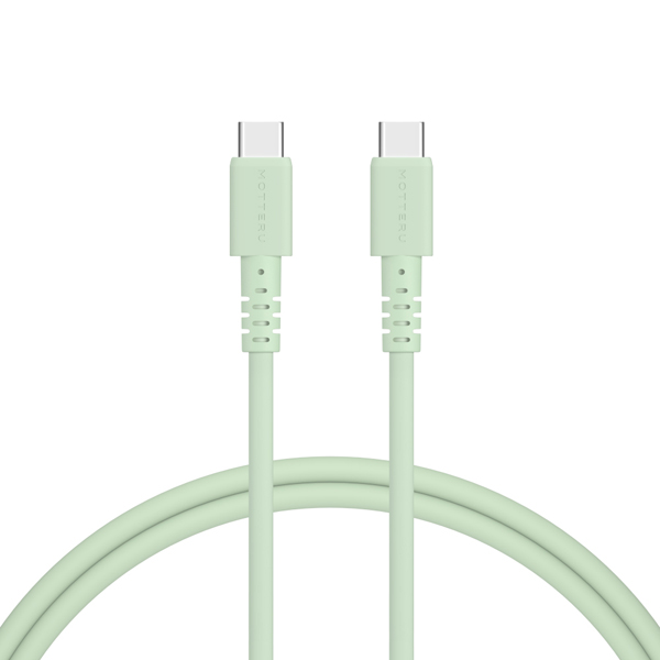 MOTTERU 240W対応 USB-C to USB-C シリコンケーブル 100cm ピスタチオ 2年保証