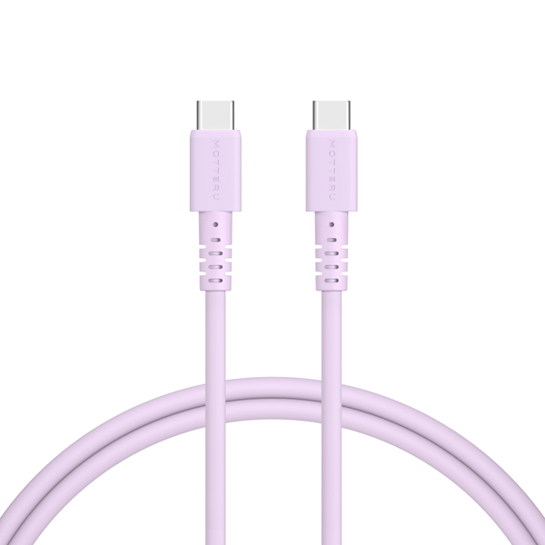 MOTTERU 240W対応 USB-C to USB-C シリコンケーブル 100cm ペールアイリス 2年保証