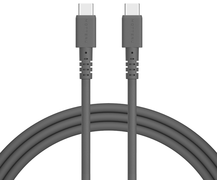 MOTTERU しなやかで絡まない 240W対応 USB-C to USB-C シリコンケーブル 急速充電 データ転送 2.0m カラバリ全3色 2年保証 スモーキーブラック
