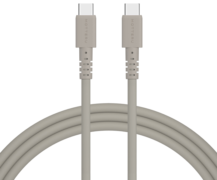 MOTTERU しなやかで絡まない 240W対応 USB-C to USB-C シリコンケーブル 急速充電 データ転送 2.0m カラバリ全3色 2年保証 ラテグレージュ