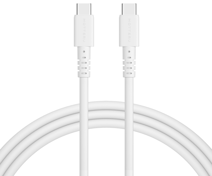 MOTTERU しなやかで絡まない 240W対応 USB-C to USB-C シリコンケーブル 急速充電 データ転送 2.0m カラバリ全3色 2年保証 エアリーホワイト