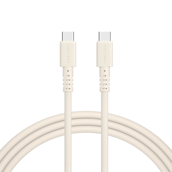 MOTTERU 240W対応 USB-C to USB-C シリコンケーブル 200cm アーモンドミルク 2年保証