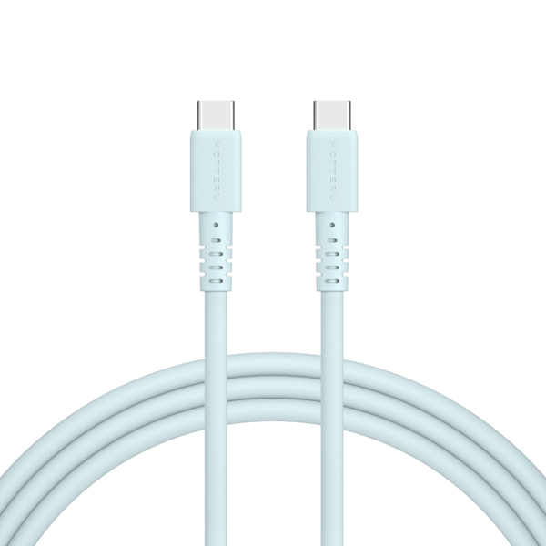 MOTTERU 240W対応 USB-C to USB-C シリコンケーブル 200cm パウダーブルー 2年保証