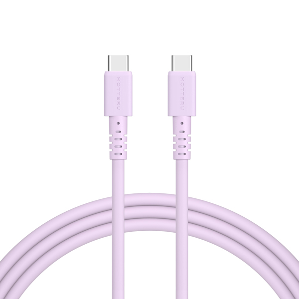 MOTTERU 240W対応 USB-C to USB-C シリコンケーブル 200cm ペールアイリス 2年保証