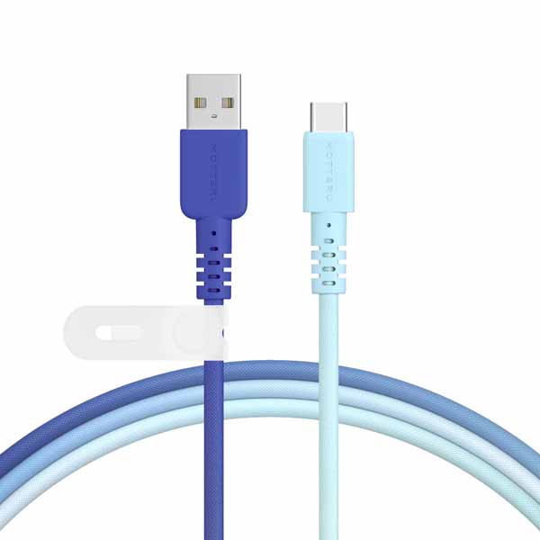 MOTTERU グラデーションケーブル USB-A to USB-C iPhone15以降 Android各種対応 データ転送 1m 全4色 ケーブルバンド付属 2年保証 アクアカラー