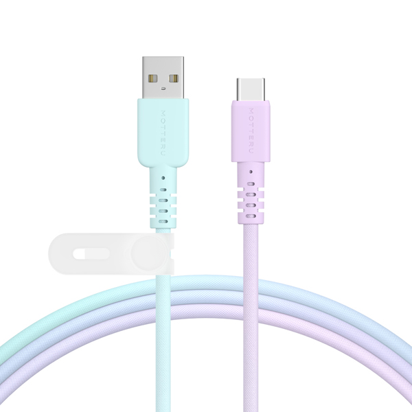 MOT グラデーションケーブル USB-A to USB-C 急速充電 データ転送対応 ケーブルバンド付属 1m 2年保証 マーメイド (MOT-SCBACG100)