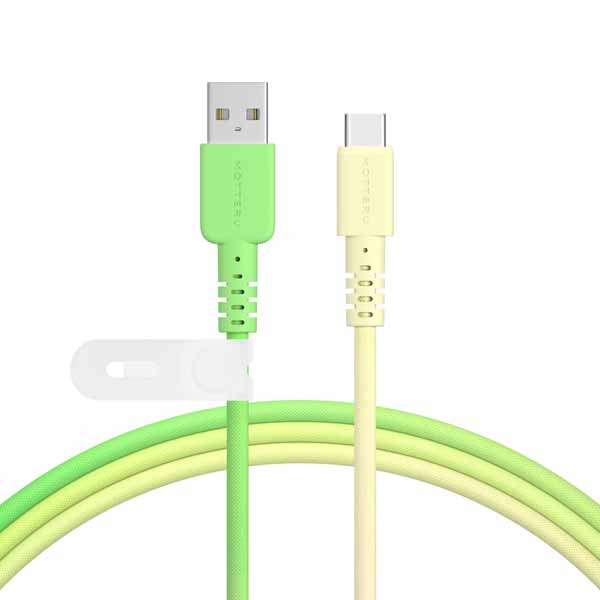 MOTTERU グラデーションケーブル USB-A to USB-C データ転送 1m 全4色 ケーブルバンド付属 2年保証 メロンクリームソーダ