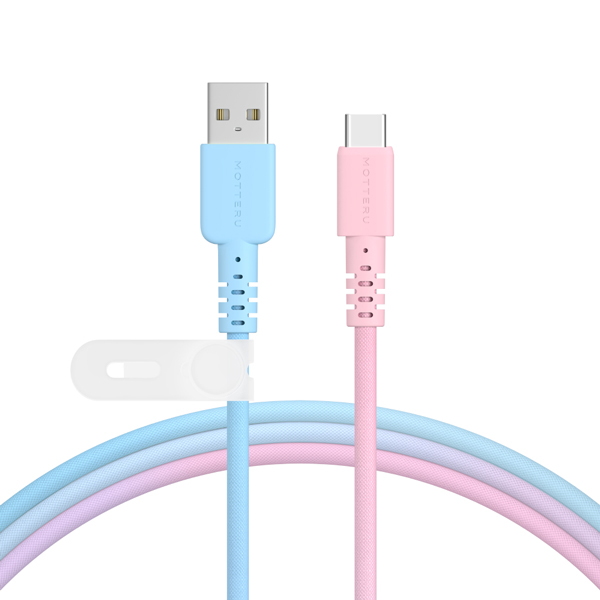 MOTTERU グラデーションケーブル USB-A to USB-C 急速充電 データ転送対応 ケーブルバンド付属 1m 2年保証 シュガーユニコーン 製品サイズ約120(W)×10(D)×180(H)mm