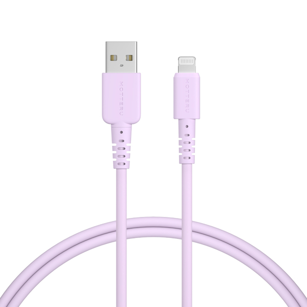 MOTTERU USB Type-A to Lightningシリコンケーブル 1m ペールアイリス 2年保証