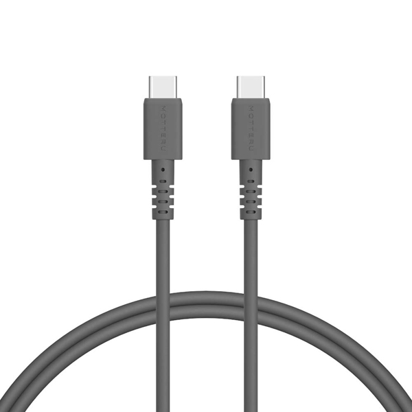 MOTTERU しなやかで絡まない シリコンケーブル 急速充電 データ転送対応 USB-C to USB-C 1m カラバリ全4色 2年保証 スモーキーブラック