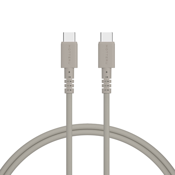しなやかで絡まない シリコンケーブル 急速充電 データ転送対応 USB-C to USB-C 1m カラバリ全5色 2年保証（MOT-SCBCCG100） ラテグレージュ