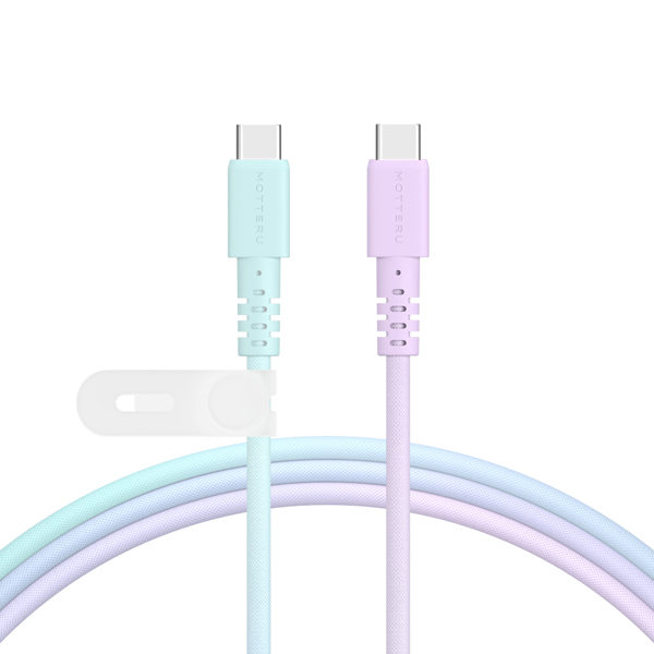 MOT グラデーションケーブル USB-C to USB-C PD60W しなやか 絡まない 急速充電 データ転送 ケーブルバンド付属 1m 2年保証 マーメイド (MOT-SCBCCG100)