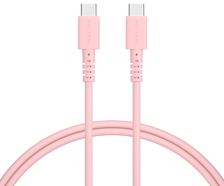 MOTTERU USB Type-C to Type-Cシリコンケーブル 100cm シェルピンク 2年保証