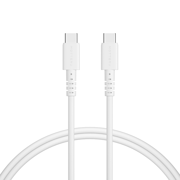 MOTTERU USB Type-C to Type-Cシリコンケーブル 100cm エアリーホワイト 2年保証