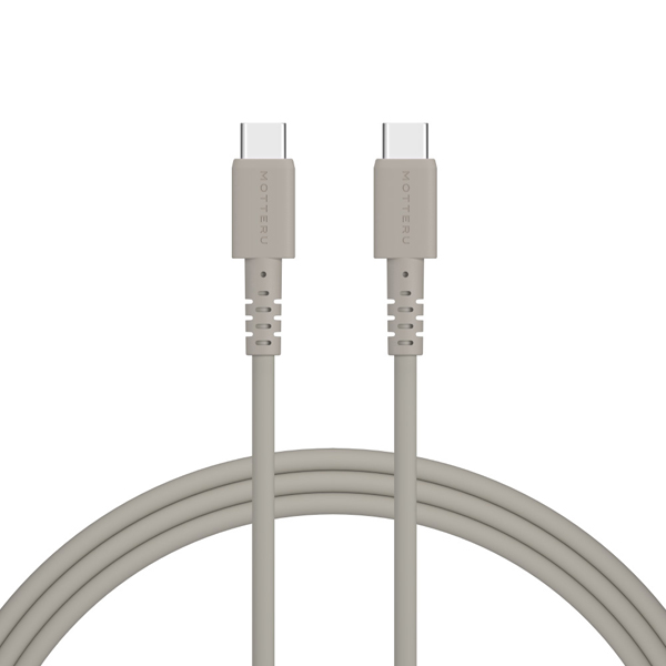しなやかで絡まない シリコンケーブル 急速充電 データ転送対応 USB-C to USB-C 2m カラバリ全5色 2年保証（MOT-SCBCCG200） ラテグレージュ