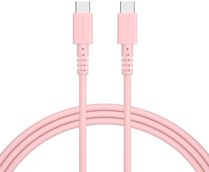 MOTTERU USB Type-C to Type-Cシリコンケーブル 200cm シェルピンク 2年保証