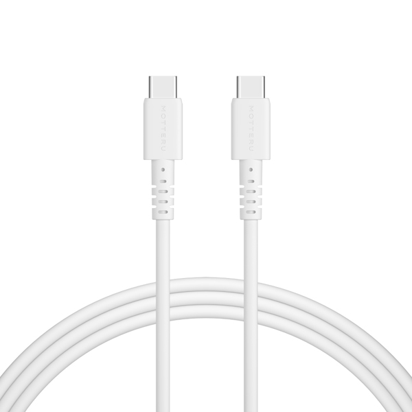 MOTTERU USB Type-C to Type-Cシリコンケーブル 200cm エアリーホワイト 2年保証