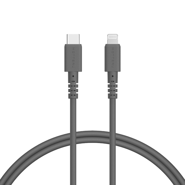 MOTTERU USB Type-C to Lightningシリコンケーブル 1m スモーキーブラック 2年保証