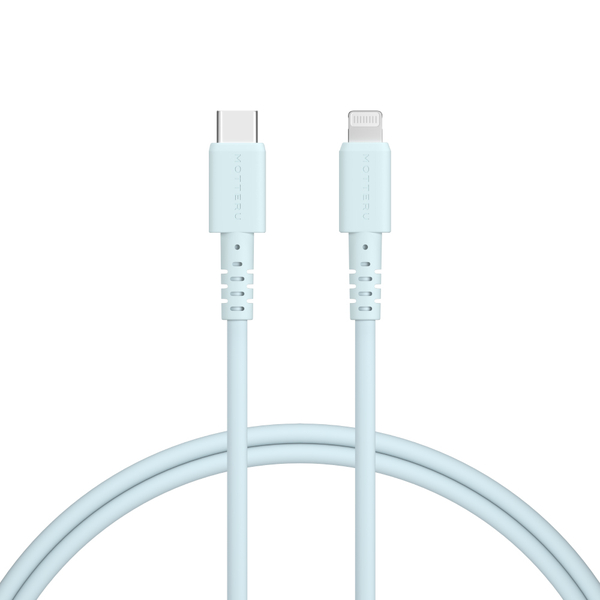 MOTTERU USB Type-C to Lightningシリコンケーブル 1m パウダーブルー 2年保証