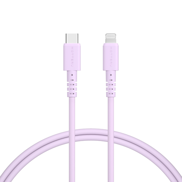 MOTTERU USB Type-C to Lightningシリコンケーブル 1m ペールアイリス 2年保証