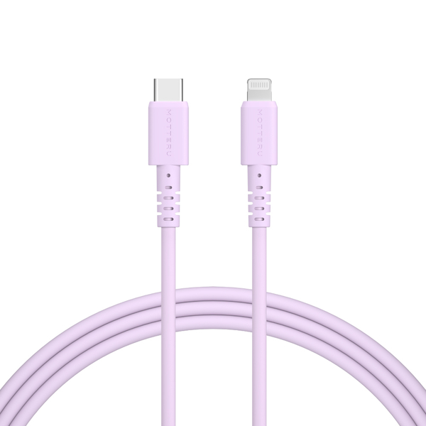 MOTTERU USB Type-C to Lightningシリコンケーブル 2m ペールアイリス 2年保証