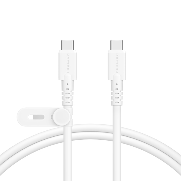 MOT しなやかで絡まない シリコンケーブル 40Gbps(USB4 Gen3x2)対応 PD240W USB-C to USB-C 1m 映像出力対応 急速充電 2年保証(MOT-SCBU4CCG100) エアリーホワイト