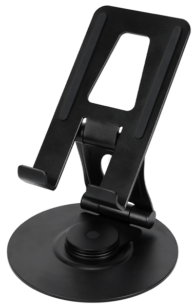 MOTTERU 13インチまでのスマートフォン・タブレットに対応 360度回転式スタンド 1年保証（MOT-SPSTD12） ブラック 製品サイズ約132(W)×162(D)×45(H)mm