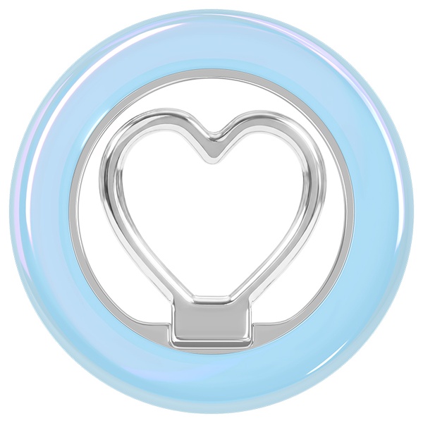 MOT スマホリングスタンド ハート型 MagSafe対応 マグネット式 360度回転 メタルリングステッカー付属 ラブリーブルー 製品サイズ約58(W)×4(D)×58(H)mm