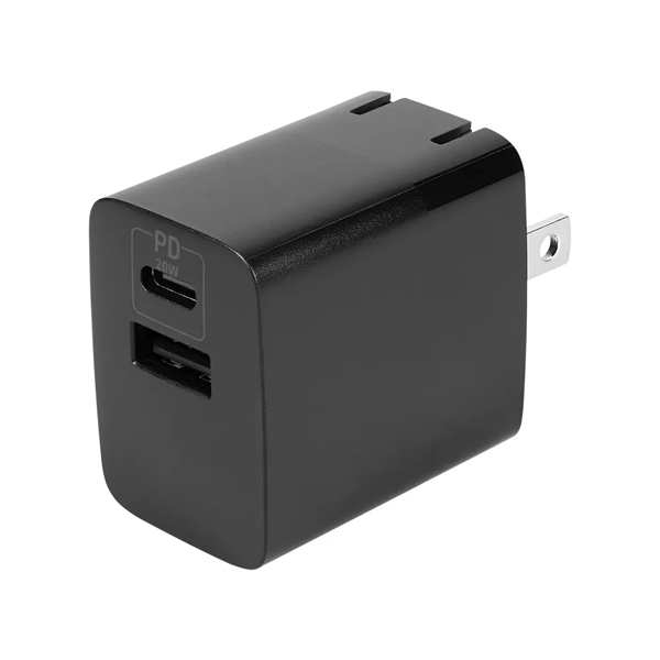 AC充電器/USB充電器/PD/PD20W/C×1/A×1/2ポート/スマホ充電/PD対応iPad、iPhone、iPod、スマートフォン、タブレットPC、Wi-Fiルーター、加熱式たばこ等/ブラック