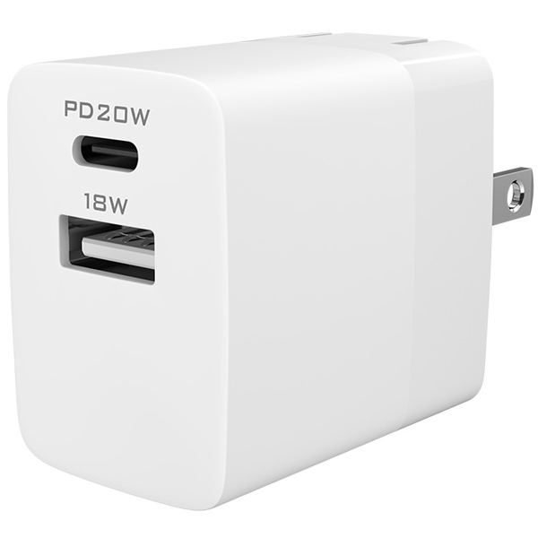 AC充電器/USB充電器/PD/PD20W/2ポート/スマホ充電/PD対応iPad、iPhone、iPod、スマートフォン、タブレットPC、Wi-Fiルーター、加熱式たばこ等/ホワイト