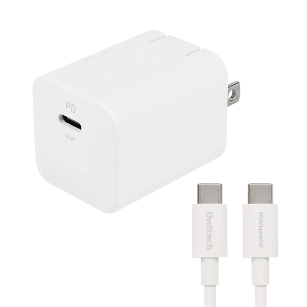 AC充電器/PD30W/USB1ポート/Cポート/ケーブル付属/1.5m/PSE適合/スマートフォン、タブレット、スマートウォッチ、ワイヤレスイヤホン、ポータブルゲーム機等/ホワイト