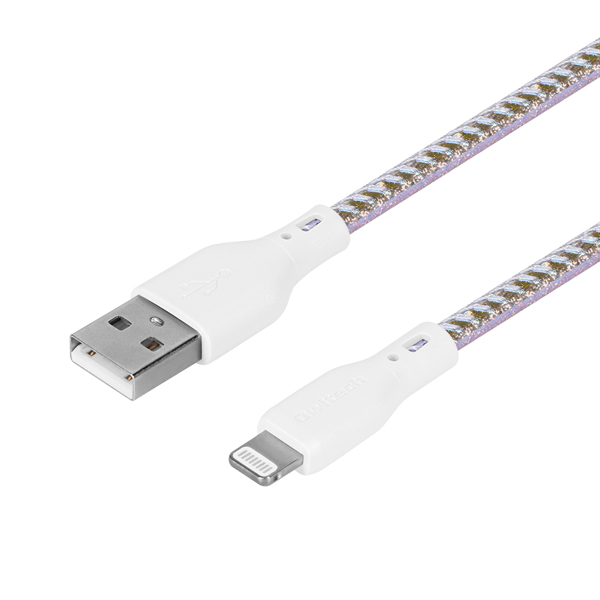 Lightningケーブル/USB Type-A to Lightning/MFi認証/きらきら可愛い/急速充電/データ転送/1m/100cm/オーロラ