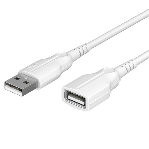 USB延長ケーブル/Type-A to USB Type-A/Type-Aオス to USB Type-Aメス/断線に強い/データ転送/最大3A/2m/200cm/ホワイト