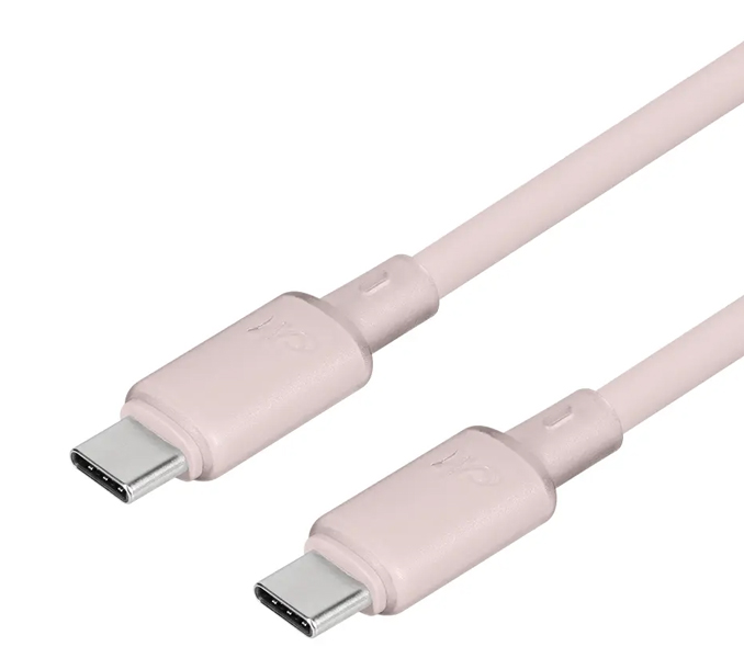 スマホ・タブレット用USBケーブル/USB（C-C）/Power Delivery対応/PD60W/シースルー素材/シリコンケーブル/急速充電/データ転送/1.2m/120cm/ローズピンク