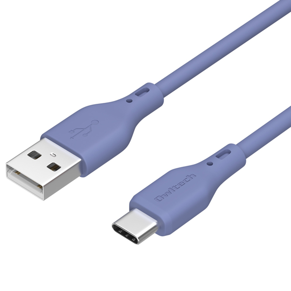 スマートフォン用USBケーブル/USB2.0規格準拠/A-C/（Aオス-Cオス）/シリコンケーブル/温度センサー搭載/1m/100cm/アッシュブルー