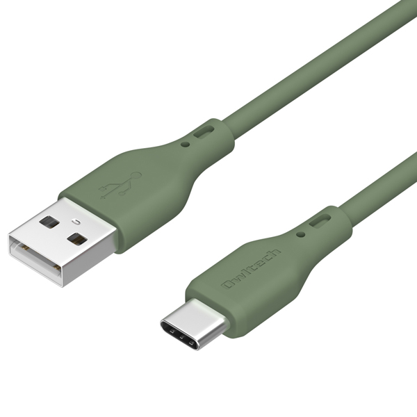 スマートフォン用USBケーブル/USB2.0規格準拠/A-C/（Aオス-Cオス）/シリコンケーブル/温度センサー搭載/1m/100cm/オリーブグリーン