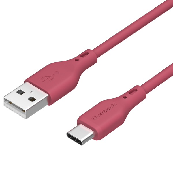 スマートフォン用USBケーブル/USB2.0規格準拠/A-C/（Aオス-Cオス）/シリコンケーブル/温度センサー搭載/1m/100cm/ワインレッド