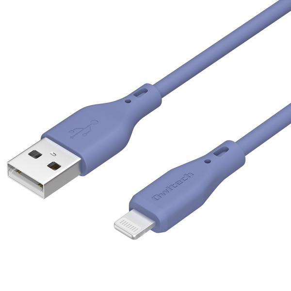 Lightningケーブル/USB Type-A to Lightning/MFi認証/シリコン/断線に強い/1m/アッシュブルー