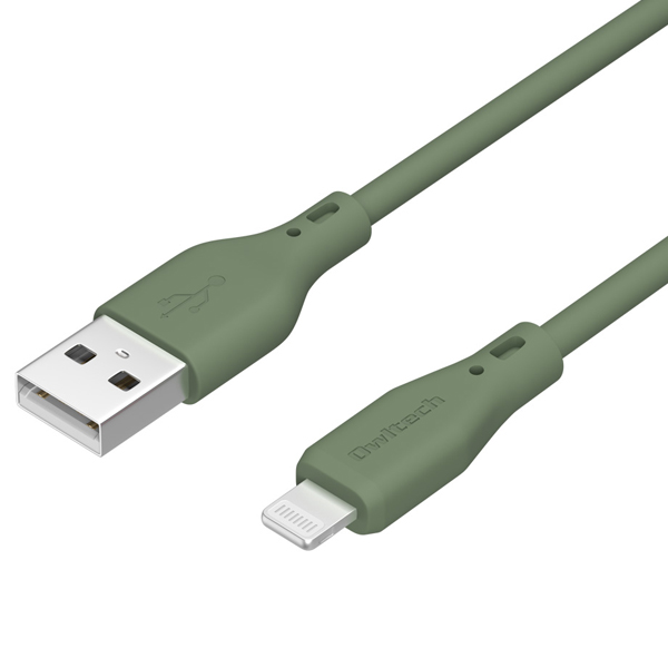 Lightningケーブル/USB Type-A to Lightning/MFi認証/シリコン/断線に強い/2m/オリーブグリーン