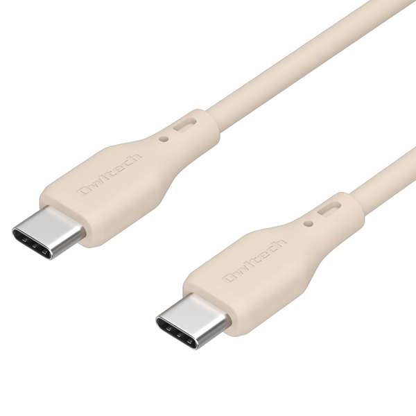 スマホ・タブレット用USBケーブル/USB2.0規格準拠/USB（C-C）/Power Delivery対応/PD60W/データ転送/温度センサー搭載/シリコン/1m/100cm/サンドベージュ
