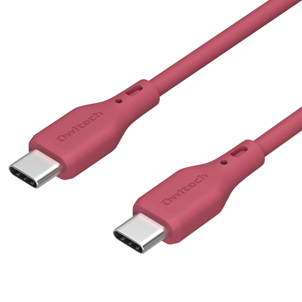 スマホ・タブレット用USBケーブル/USB2.0規格準拠/USB（C-C）/Power Delivery対応/PD60W/データ転送/温度センサー搭載/シリコン/2m/200cm/ワインレッド