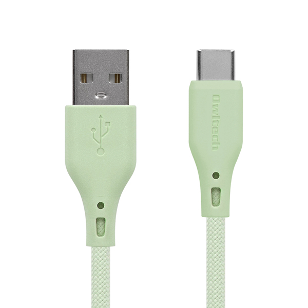 スマートフォン用USBケーブル/USB2.0規格準拠/A-C/（Aオス-Cオス）/シリコンケーブル/3A出力/温度センサー搭載/1.5m/150cm/セージグリーン
