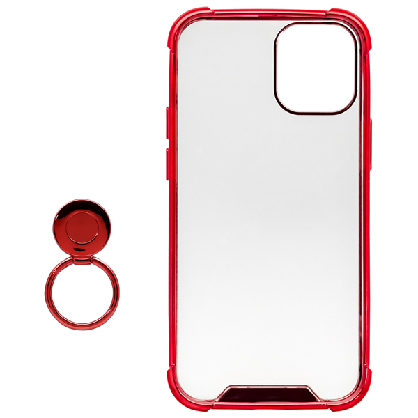 iPhone 12 mini専用 STD落下防止リング付き 耐衝撃ハイブリッドケース レッド 製品サイズ約69.5(W)×12(D)×136.5(H)mm