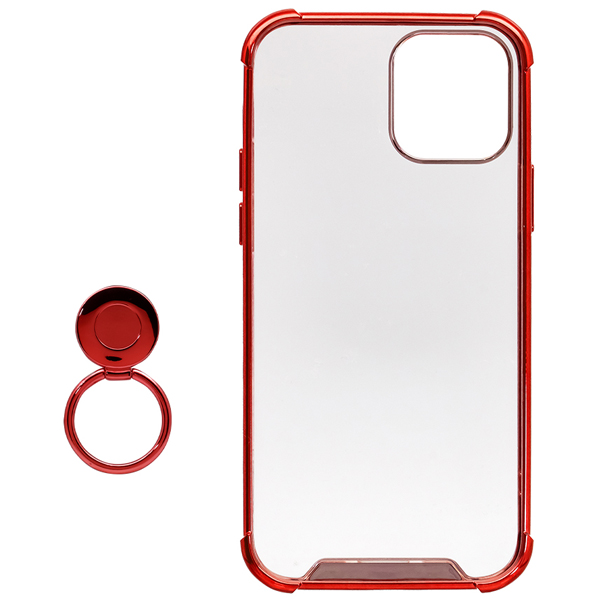 iPhone 12/12 Pro専用 STD落下防止リング付き 耐衝撃ハイブリッドケース レッド 製品サイズ約76(W)×12(D)×151(H)mm