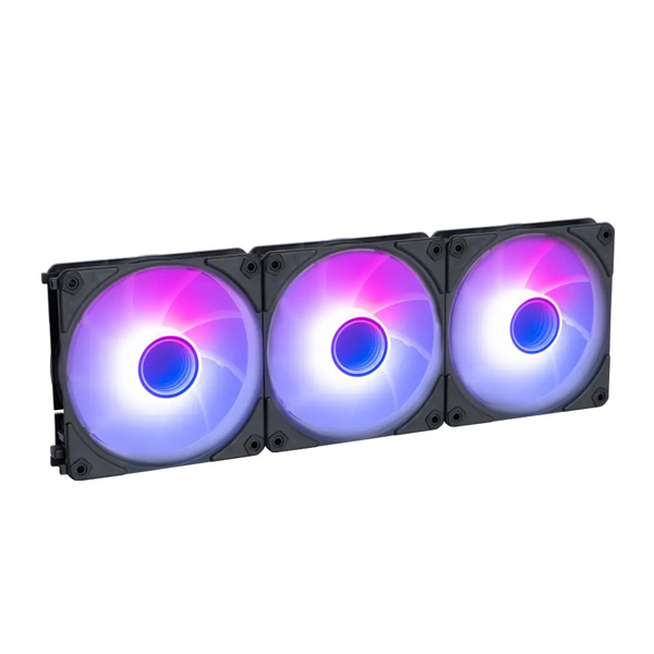 ケーブルレスで直接連結可能ARGB LED内蔵 PCケースファン 3個セット ブラック 製品サイズ約120(W)×25(D)×120(H)mm