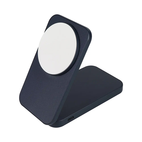 モバイルバッテリー/5000mAh/マグネット式/ワイヤレス充電/スタンド/iPhone、スマートフォン、ポータブルゲーム機、Bluetoothスピーカー各種対応/PD対応/防災/ネイビー