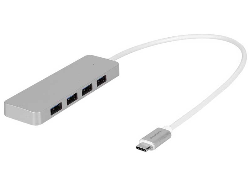 変換アダプター/USBハブ/USB3.2 Gen1対応/PD60W給電ポート付き/Type-A 4ポート/ノイズ対策済み/軽量/シルバー