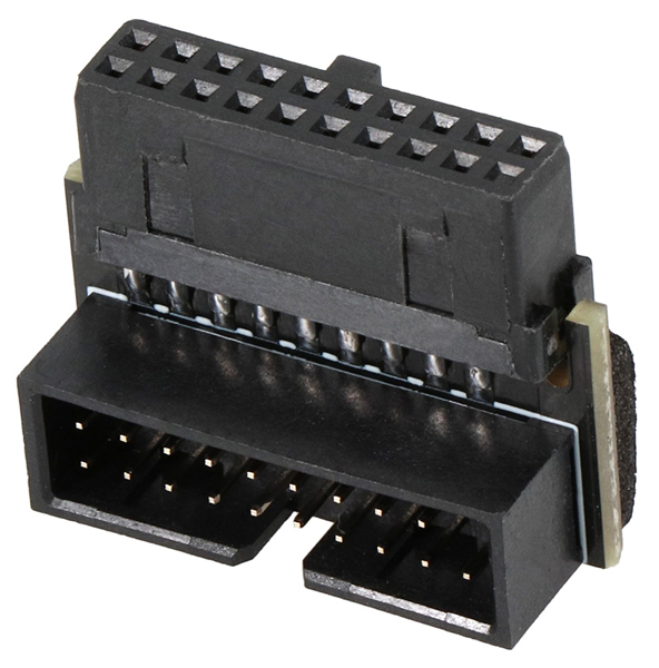 マザーボード用 切り欠き後ろ 19ピン USB3.0ピンヘッダー用L型コネクタ 製品サイズ約25(W)×11(D)×20(H)mm