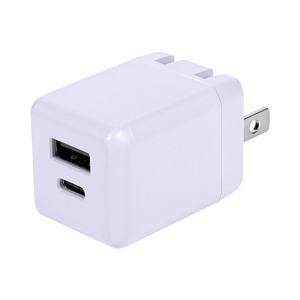 AC充電器/USB充電器/PD20W/2ポート/Type-C/Type-A/PSE適合/PD対応iPad、iPhone、iPod、スマートフォン、タブレットPC、Wi-Fiルーター、加熱式たばこ等/ライラックパープル