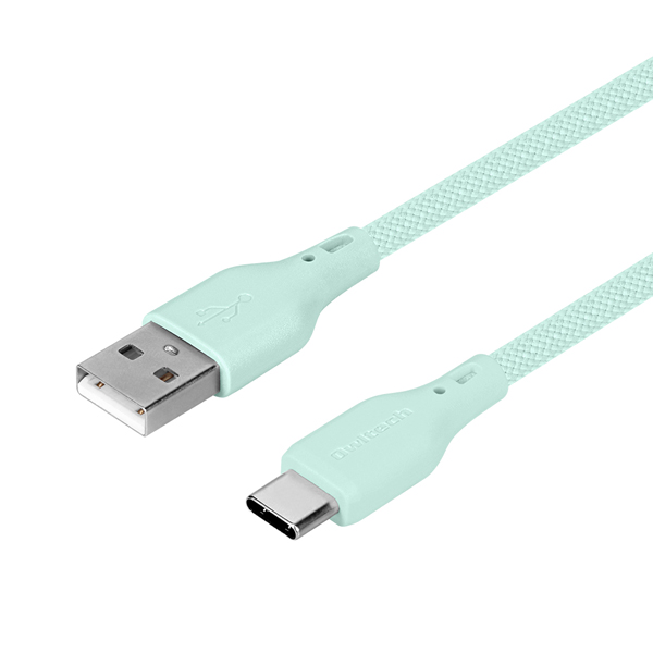 スマートフォン用USBケーブル/USB2.0規格準拠/(Aオス-Cオス)/やわらか/断線に強い/シリコンメッシュケーブル/3A出力/温度センサー搭載/1.5m/150cm/アイスブルー